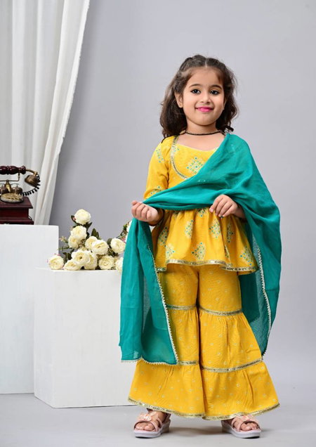 Naisha Kids 02 Rayon Kurta Sharara With Dupatta Wholesale Suppliers In Mumbai